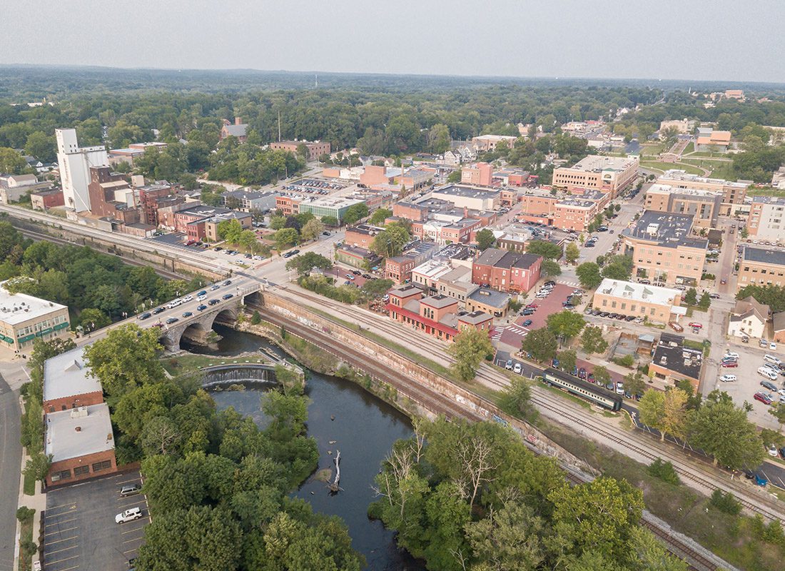 Kent, OH - Aerial View of Kent, Ohio & Kent State University