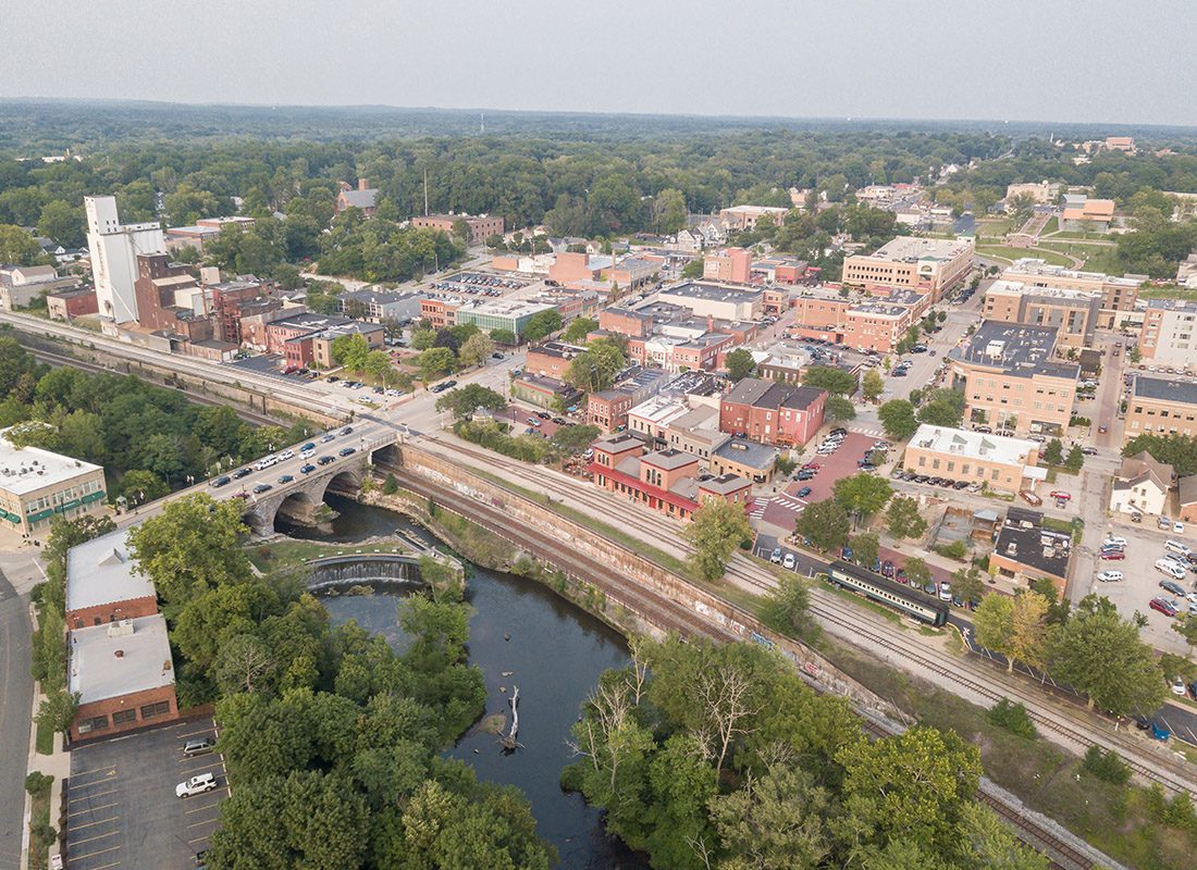 Kent, OH - Aerial View of Kent, Ohio & Kent State University