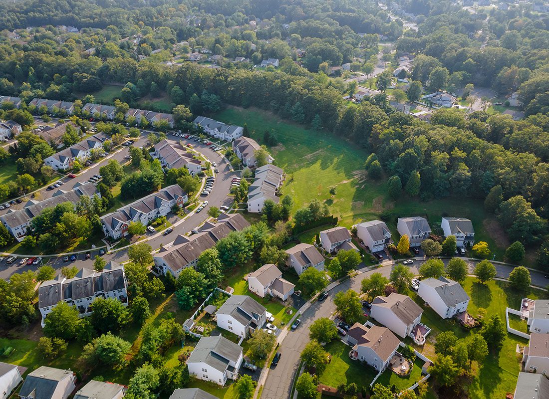 Ravenna, Oh - Aerial View of a Residential Community of Homes in Ohio on a Sunny Day